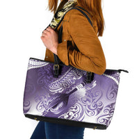 Personalised New Zealand Aotearoa Darts Masters Leather Tote Bag Maori Art Tattoo with Tribal Dart Symbol Purple - Polynesian Pride