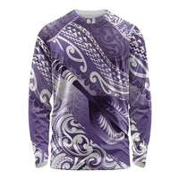 Personalised New Zealand Aotearoa Darts Masters Long Sleeve Shirt Maori Art Tattoo with Tribal Dart Symbol Purple - Polynesian Pride