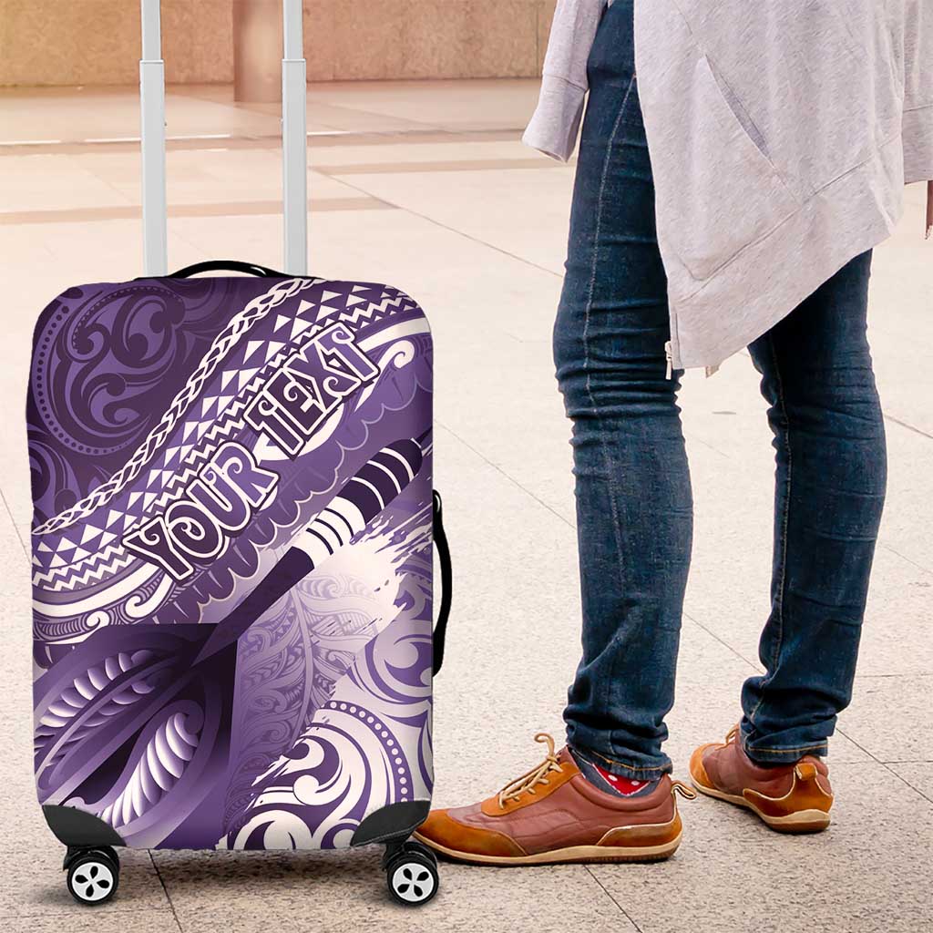 Personalised New Zealand Aotearoa Darts Masters Luggage Cover Maori Art Tattoo with Tribal Dart Symbol Purple - Polynesian Pride