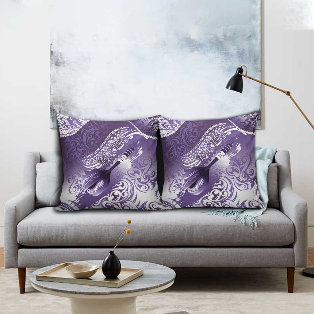 Personalised New Zealand Aotearoa Darts Masters Pillow Cover Maori Art Tattoo with Tribal Dart Symbol Purple - Polynesian Pride