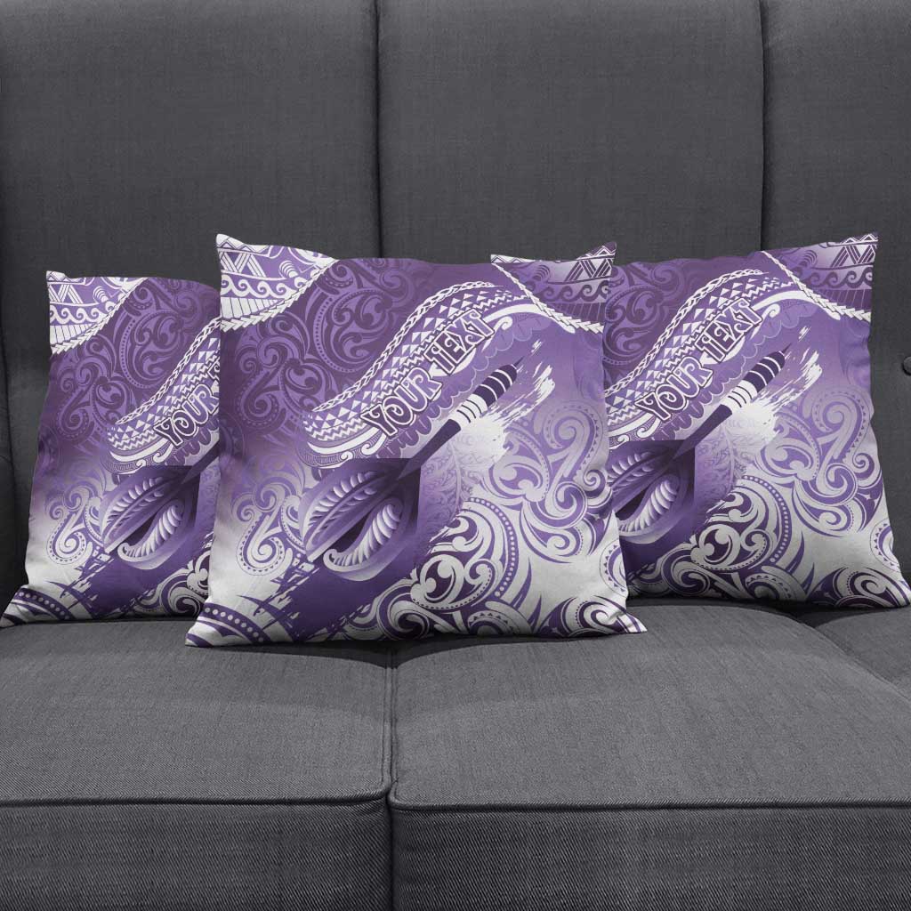 Personalised New Zealand Aotearoa Darts Masters Pillow Cover Maori Art Tattoo with Tribal Dart Symbol Purple - Polynesian Pride