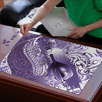Personalised New Zealand Aotearoa Darts Masters Puzzle Maori Art Tattoo with Tribal Dart Symbol Purple - Polynesian Pride