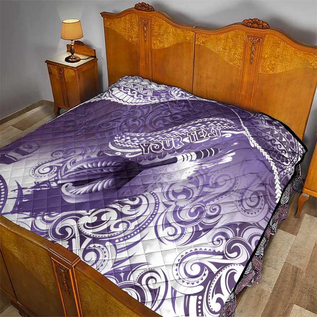 Personalised New Zealand Aotearoa Darts Masters Quilt Maori Art Tattoo with Tribal Dart Symbol Purple - Polynesian Pride