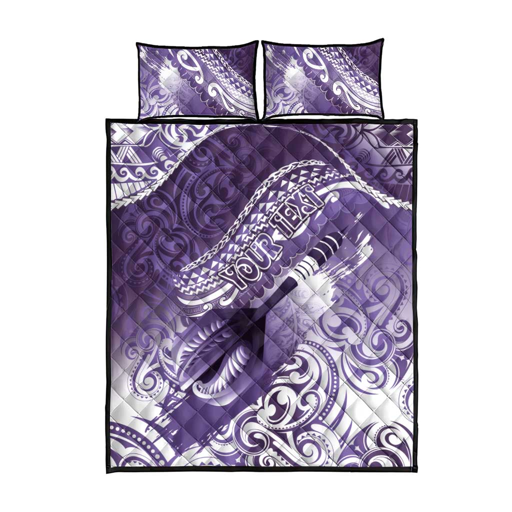 Personalised New Zealand Aotearoa Darts Masters Quilt Bed Set Maori Art Tattoo with Tribal Dart Symbol Purple - Polynesian Pride