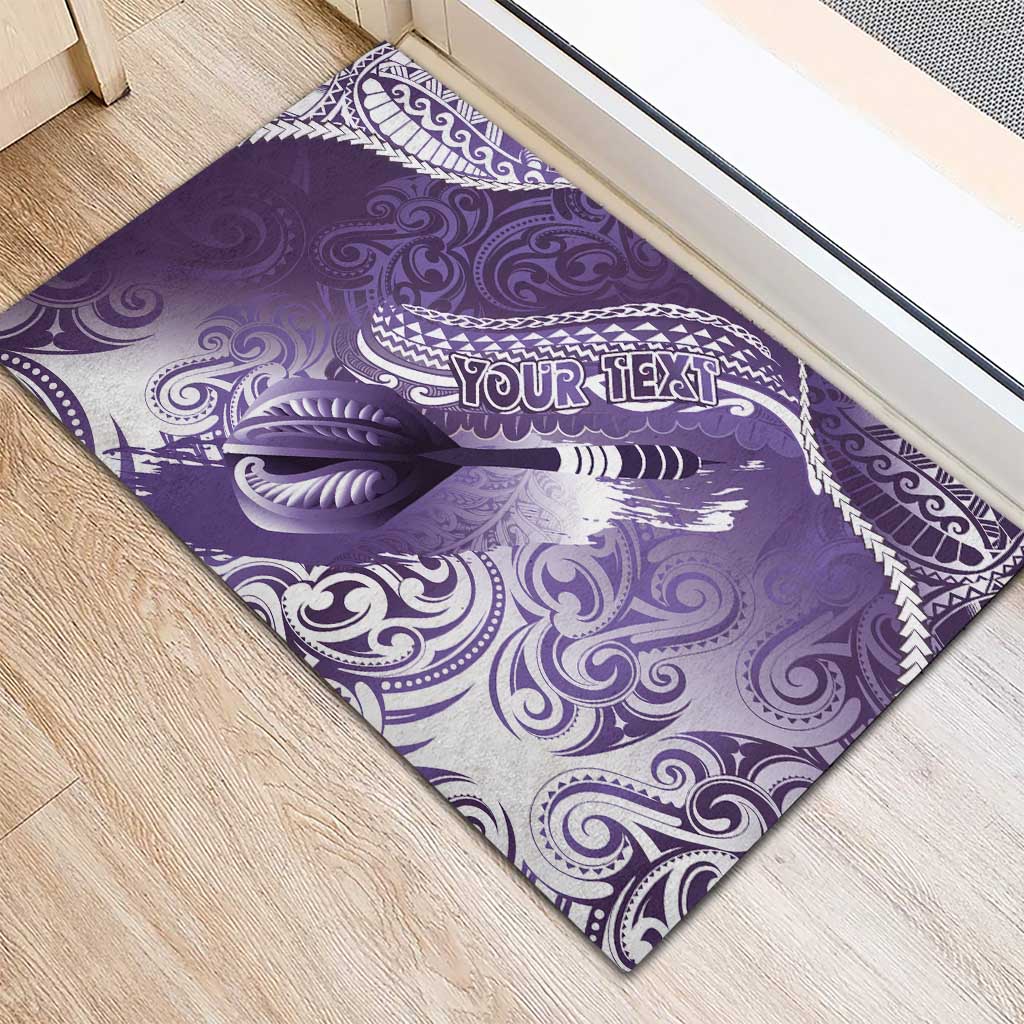Personalised New Zealand Aotearoa Darts Masters Rubber Doormat Maori Art Tattoo with Tribal Dart Symbol Purple - Polynesian Pride