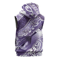 Personalised New Zealand Aotearoa Darts Masters Sleeveless Zip Hoodie Maori Art Tattoo with Tribal Dart Symbol Purple - Polynesian Pride