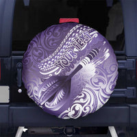 Personalised New Zealand Aotearoa Darts Masters Spare Tire Cover Maori Art Tattoo with Tribal Dart Symbol Purple - Polynesian Pride