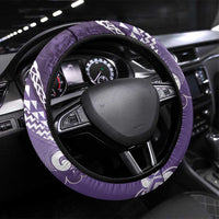 New Zealand Aotearoa Darts Masters Steering Wheel Cover Maori Art Tattoo with Tribal Dart Symbol Purple - Polynesian Pride