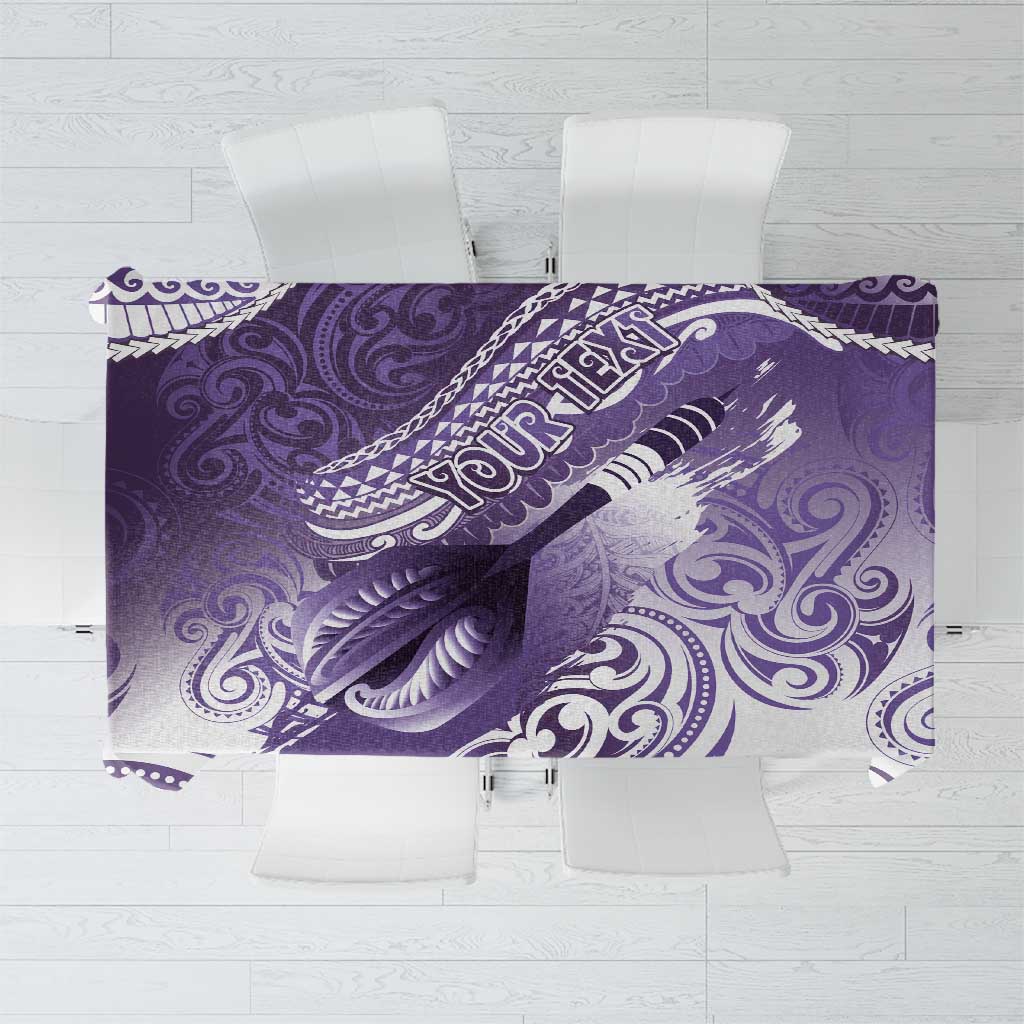 Personalised New Zealand Aotearoa Darts Masters Tablecloth Maori Art Tattoo with Tribal Dart Symbol Purple - Polynesian Pride