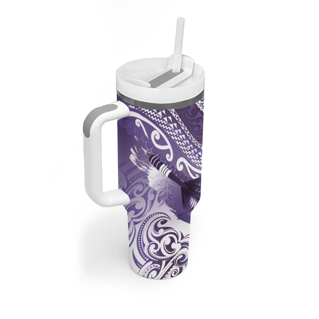Personalised New Zealand Aotearoa Darts Masters Tumbler With Handle Maori Art Tattoo with Tribal Dart Symbol Purple - Polynesian Pride