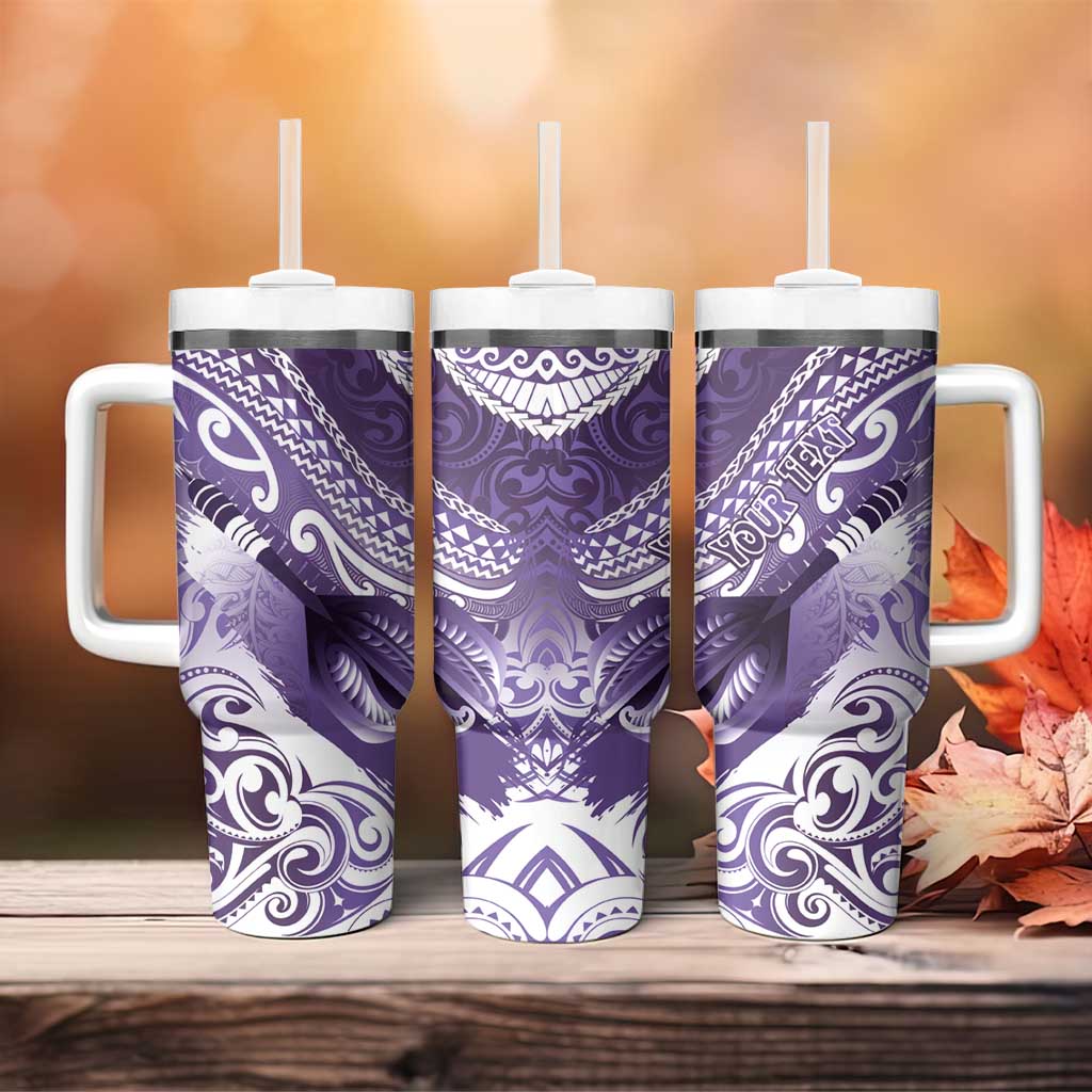 Personalised New Zealand Aotearoa Darts Masters Tumbler With Handle Maori Art Tattoo with Tribal Dart Symbol Purple - Polynesian Pride