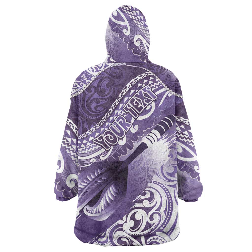 Personalised New Zealand Aotearoa Darts Masters Wearable Blanket Hoodie Maori Art Tattoo with Tribal Dart Symbol Purple - Polynesian Pride