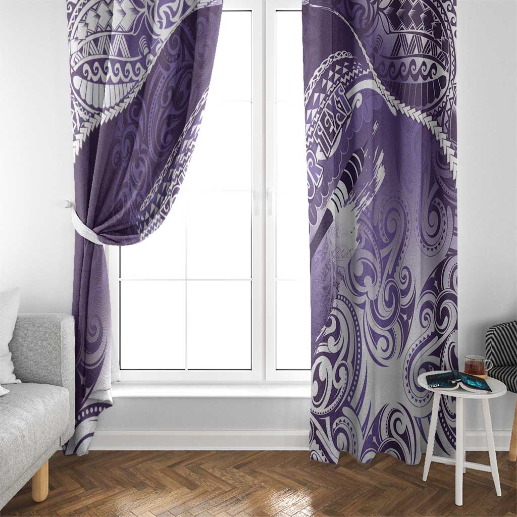 Personalised New Zealand Aotearoa Darts Masters Window Curtain Maori Art Tattoo with Tribal Dart Symbol Purple - Polynesian Pride