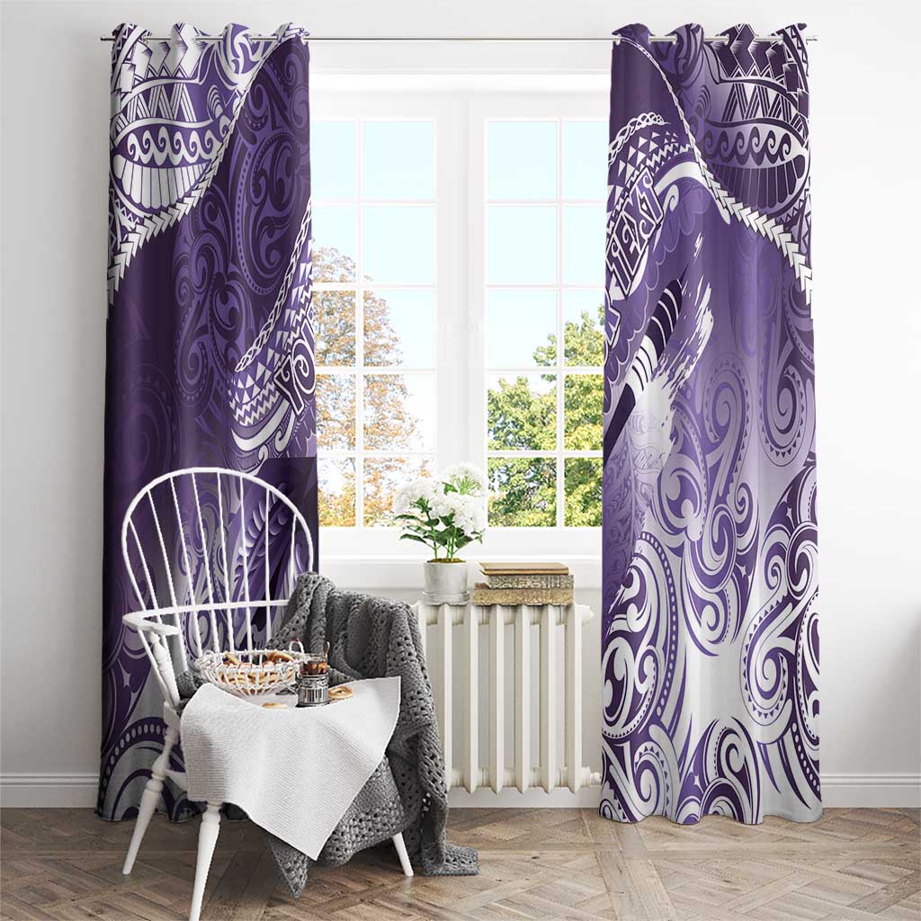 Personalised New Zealand Aotearoa Darts Masters Window Curtain Maori Art Tattoo with Tribal Dart Symbol Purple - Polynesian Pride