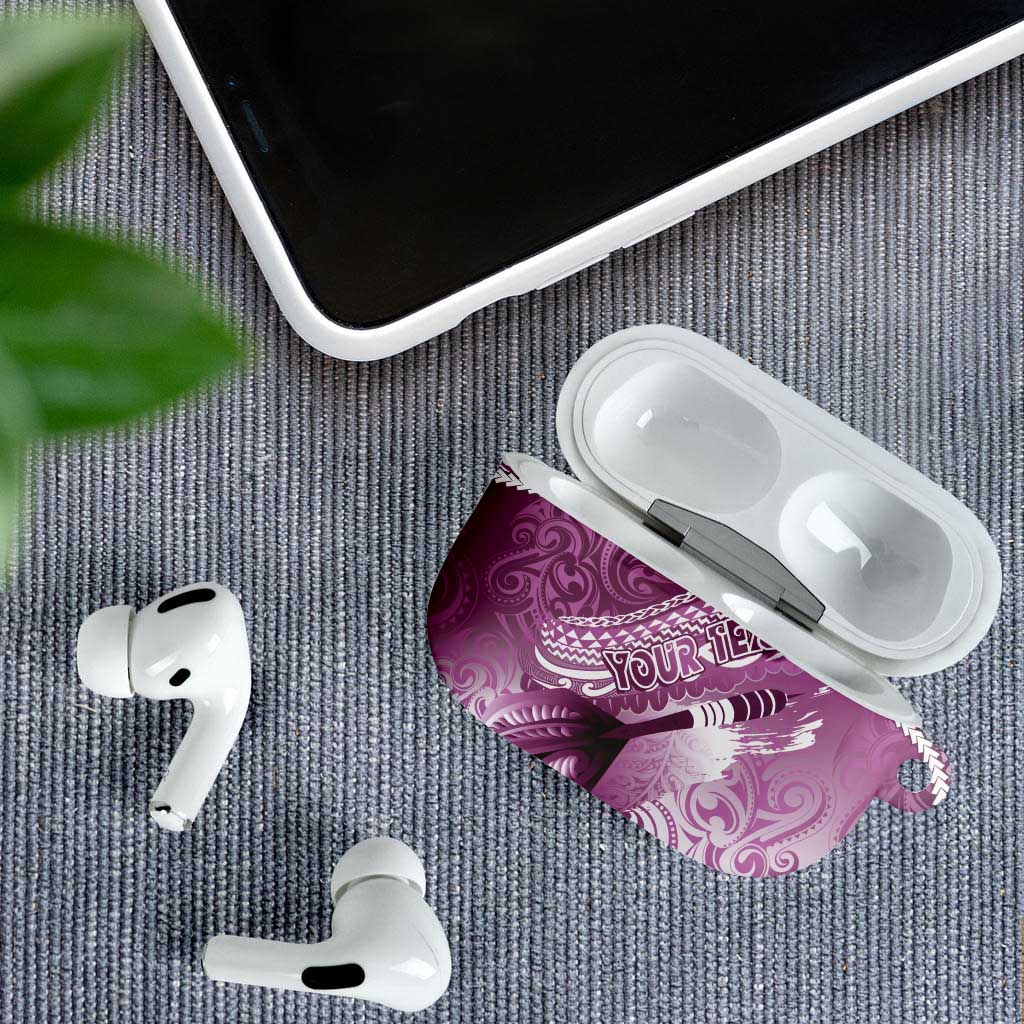 Personalised New Zealand Aotearoa Darts Masters AirPods Case Maori Art Tattoo with Tribal Dart Symbol Pink - Polynesian Pride