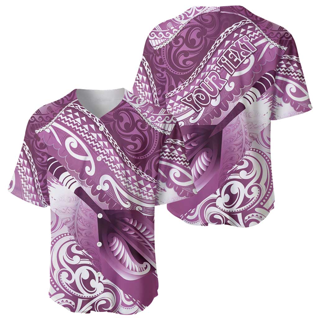 Personalised New Zealand Aotearoa Darts Masters Baseball Jersey Maori Art Tattoo with Tribal Dart Symbol Pink - Polynesian Pride