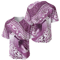 Personalised New Zealand Aotearoa Darts Masters Baseball Jersey Maori Art Tattoo with Tribal Dart Symbol Pink - Polynesian Pride