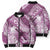 Personalised New Zealand Aotearoa Darts Masters Bomber Puffer Jacket Maori Art Tattoo with Tribal Dart Symbol Pink - Polynesian Pride