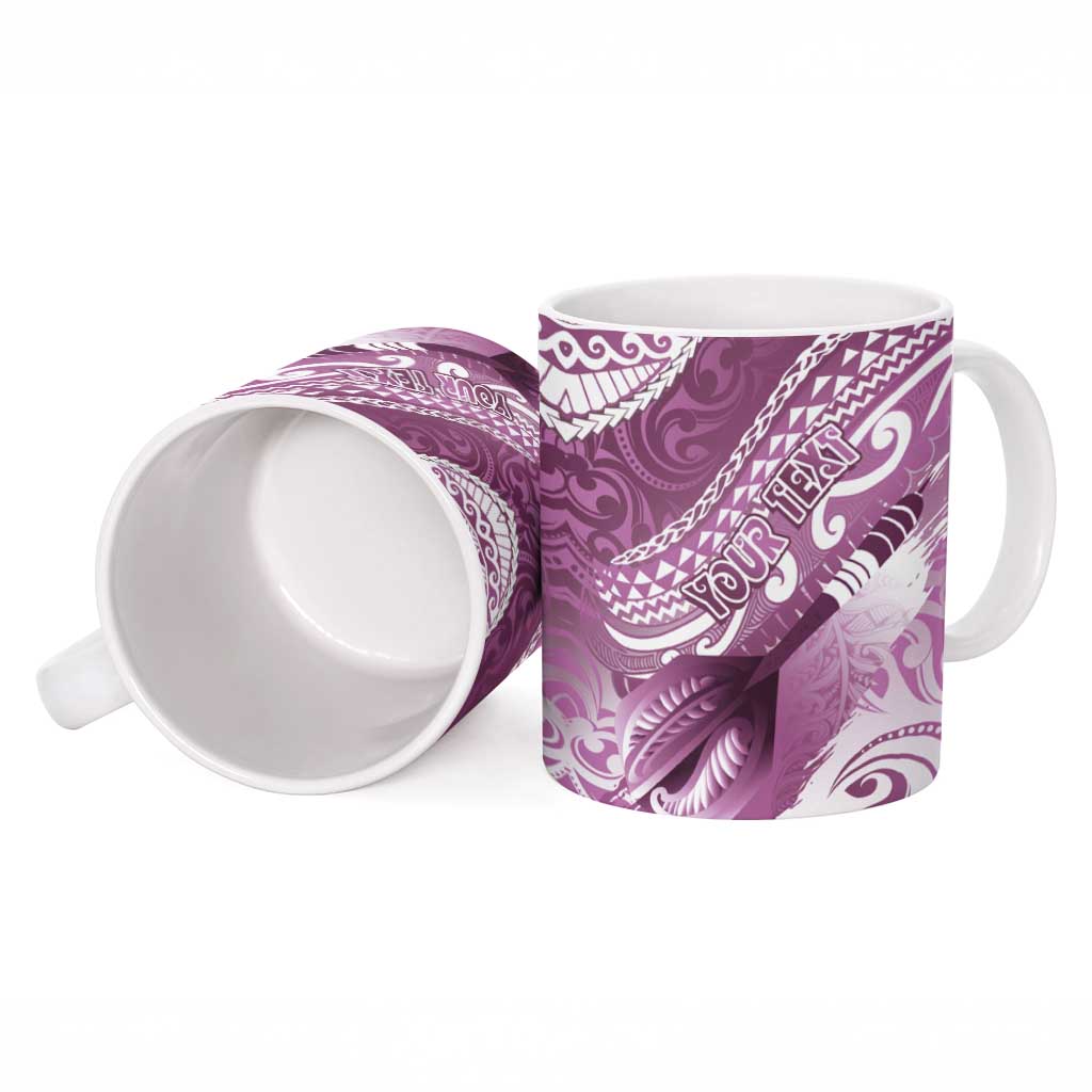 Personalised New Zealand Aotearoa Darts Masters Ceramic Mug Maori Art Tattoo with Tribal Dart Symbol Pink - Polynesian Pride