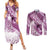 Personalised New Zealand Aotearoa Darts Masters Couples Matching Summer Maxi Dress and Long Sleeve Button Shirt Maori Art Tattoo with Tribal Dart Symbol Pink - Polynesian Pride