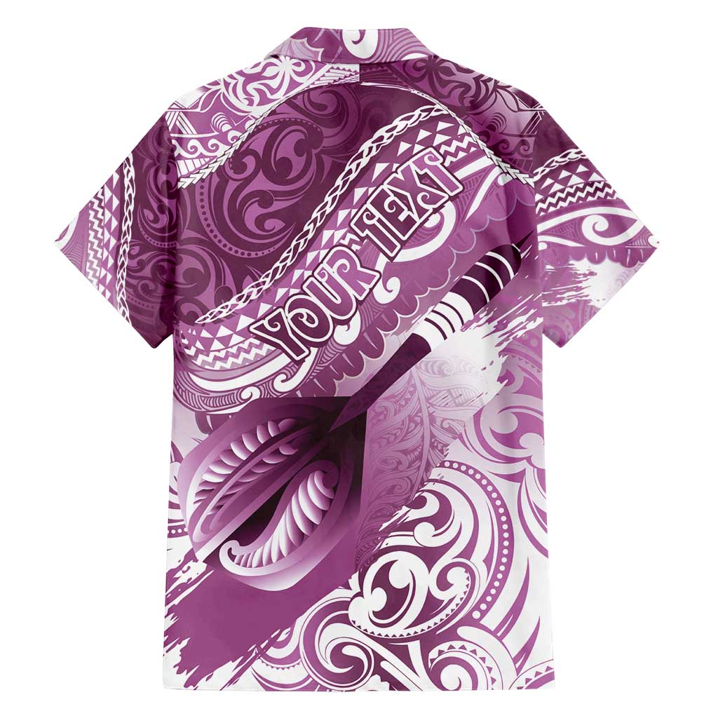 Personalised New Zealand Aotearoa Darts Masters Family Matching Off Shoulder Maxi Dress and Hawaiian Shirt Maori Art Tattoo with Tribal Dart Symbol Pink - Polynesian Pride