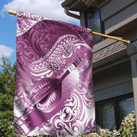 Personalised New Zealand Aotearoa Darts Masters Garden Flag Maori Art Tattoo with Tribal Dart Symbol Pink - Polynesian Pride