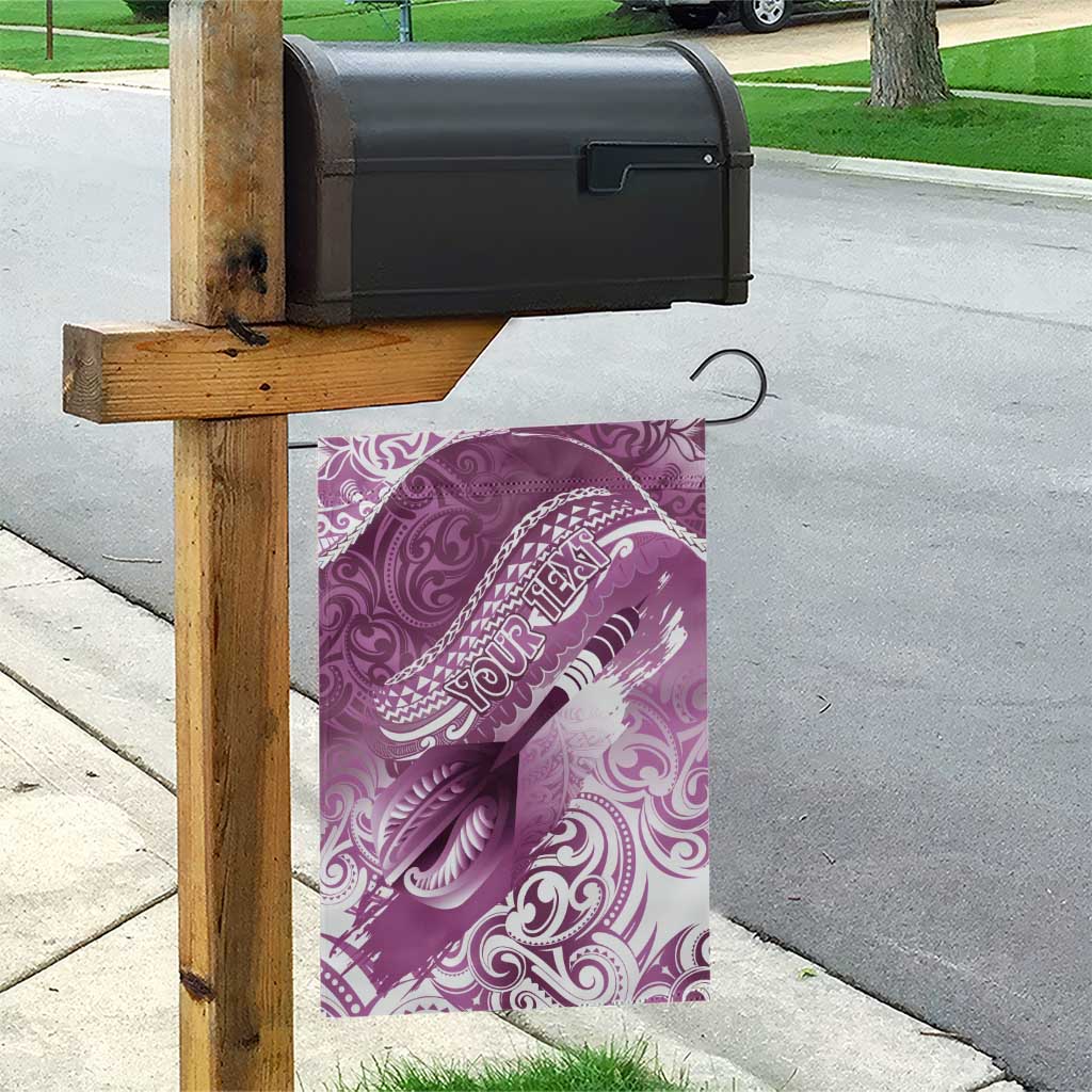 Personalised New Zealand Aotearoa Darts Masters Garden Flag Maori Art Tattoo with Tribal Dart Symbol Pink - Polynesian Pride