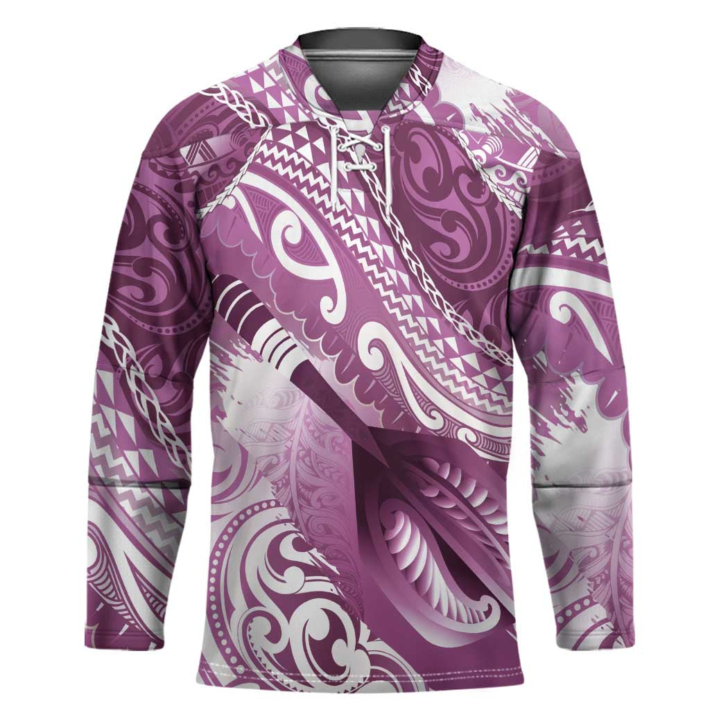 Personalised New Zealand Aotearoa Darts Masters Hockey Jersey Maori Art Tattoo with Tribal Dart Symbol Pink - Polynesian Pride