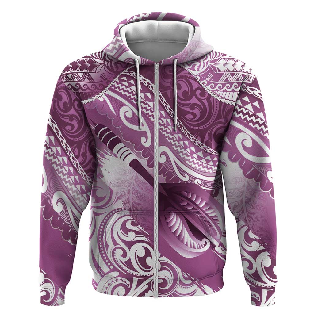 Personalised New Zealand Aotearoa Darts Masters Hoodie Maori Art Tattoo with Tribal Dart Symbol Pink - Polynesian Pride