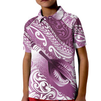 Personalised New Zealand Aotearoa Darts Masters Kid Polo Shirt Maori Art Tattoo with Tribal Dart Symbol Pink - Polynesian Pride