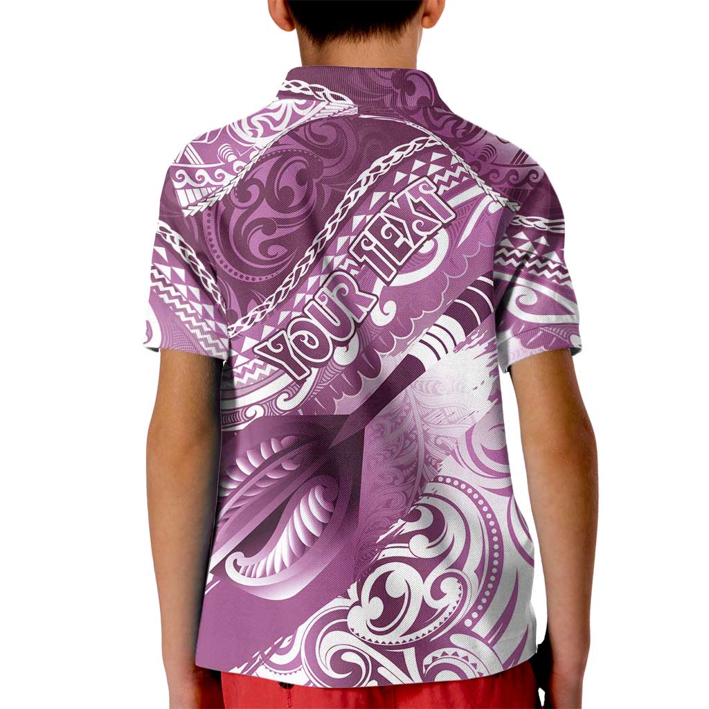 Personalised New Zealand Aotearoa Darts Masters Kid Polo Shirt Maori Art Tattoo with Tribal Dart Symbol Pink - Polynesian Pride
