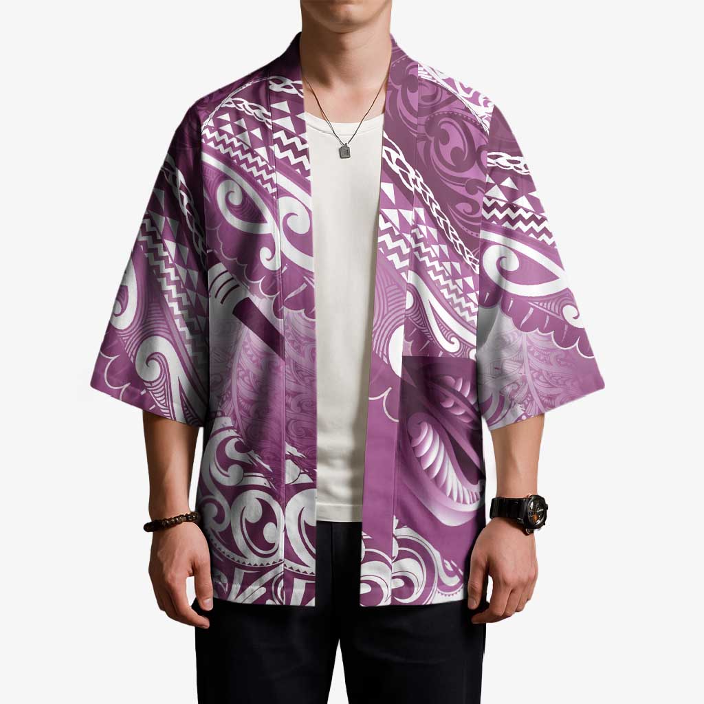 Personalised New Zealand Aotearoa Darts Masters Kimono Maori Art Tattoo with Tribal Dart Symbol Pink - Polynesian Pride