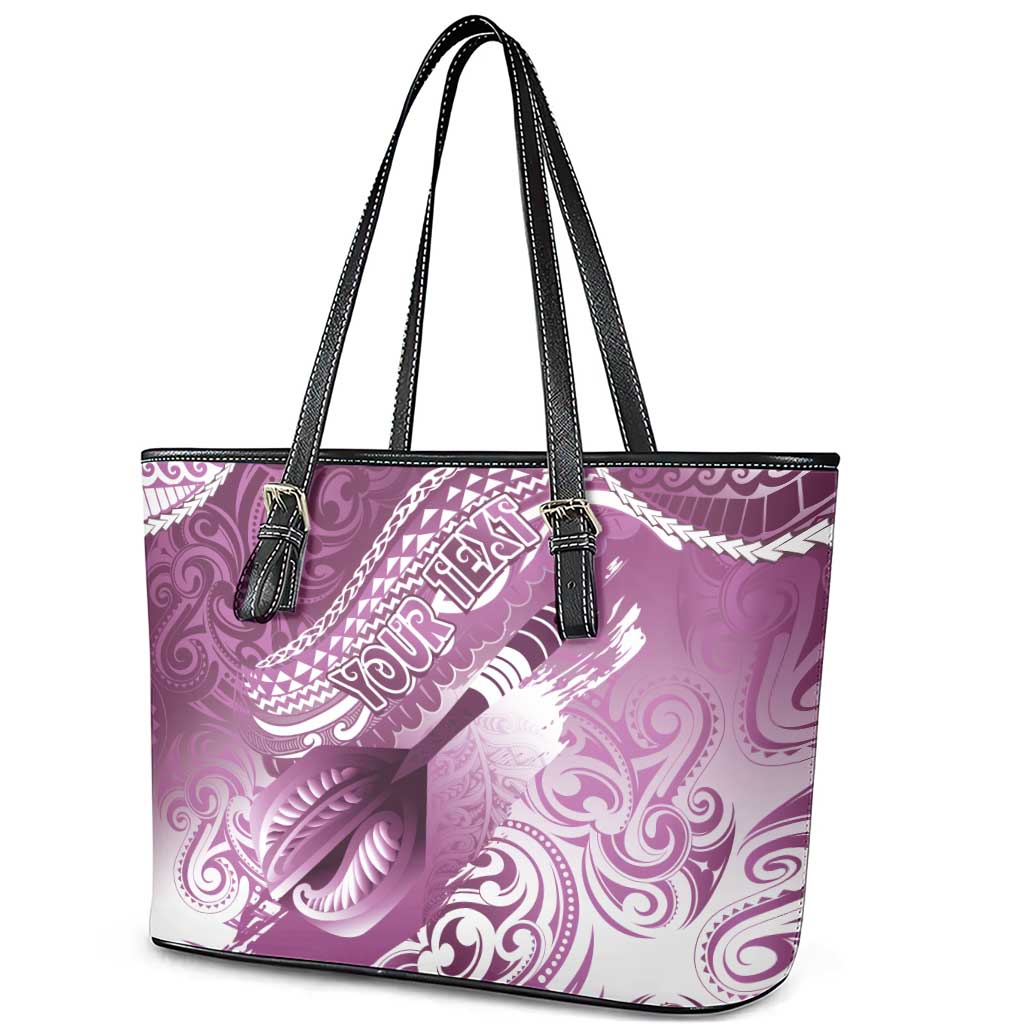 Personalised New Zealand Aotearoa Darts Masters Leather Tote Bag Maori Art Tattoo with Tribal Dart Symbol Pink - Polynesian Pride