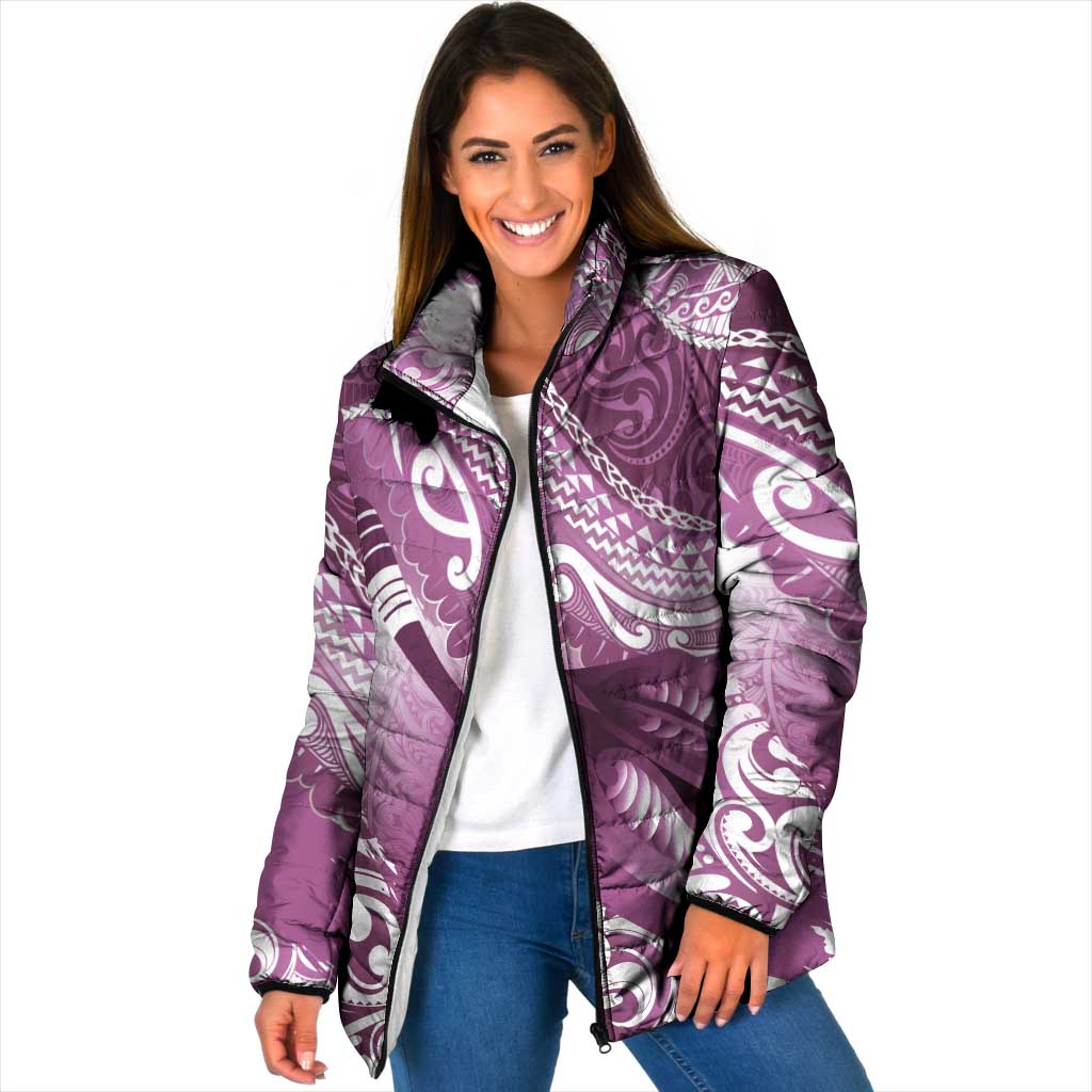 Personalised New Zealand Aotearoa Darts Masters Padded Jacket Maori Art Tattoo with Tribal Dart Symbol Pink - Polynesian Pride