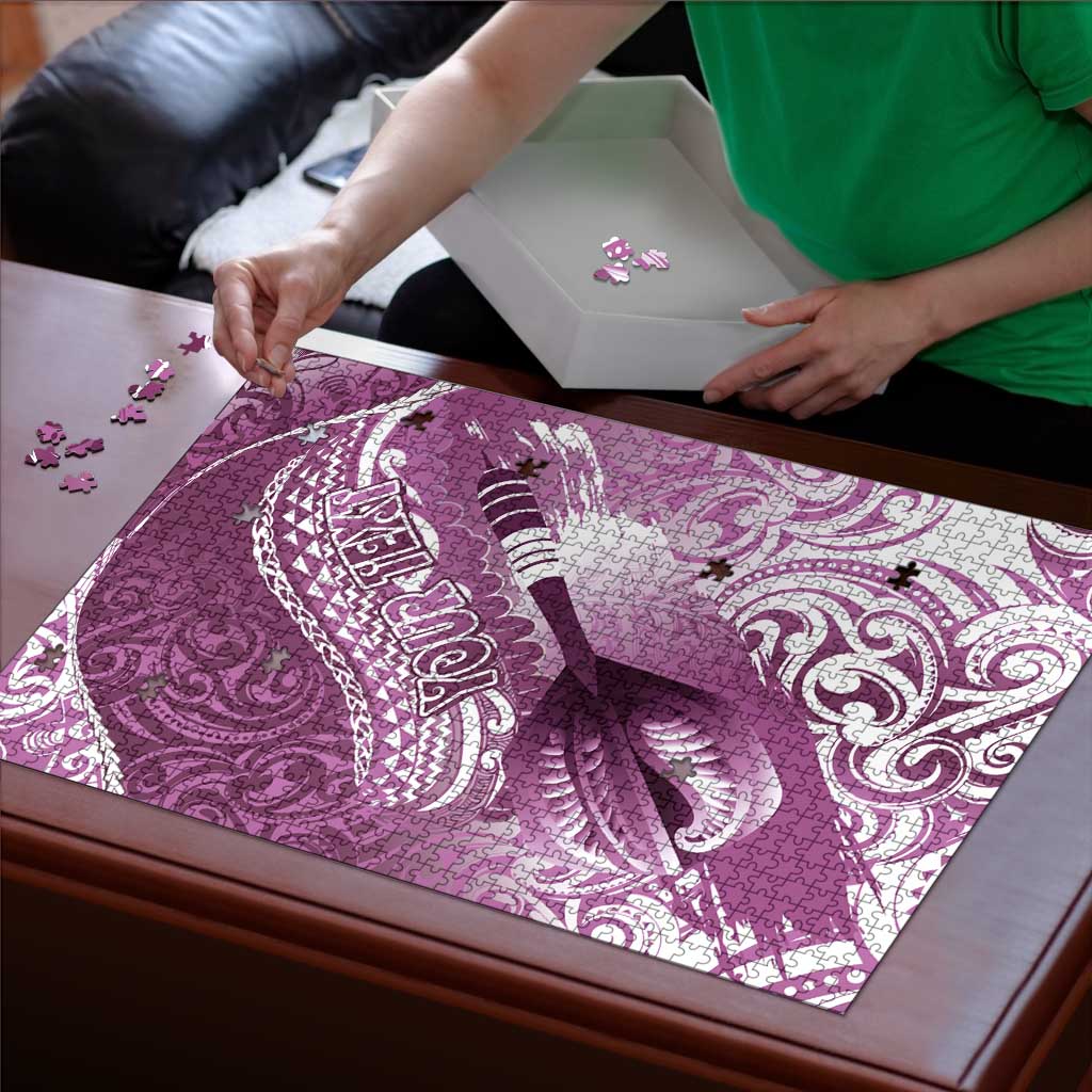 Personalised New Zealand Aotearoa Darts Masters Puzzle Maori Art Tattoo with Tribal Dart Symbol Pink - Polynesian Pride