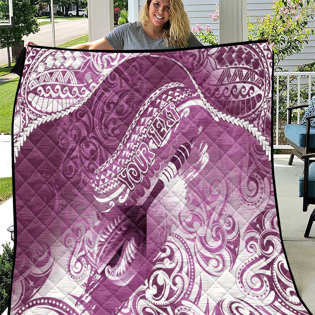 Personalised New Zealand Aotearoa Darts Masters Quilt Maori Art Tattoo with Tribal Dart Symbol Pink - Polynesian Pride