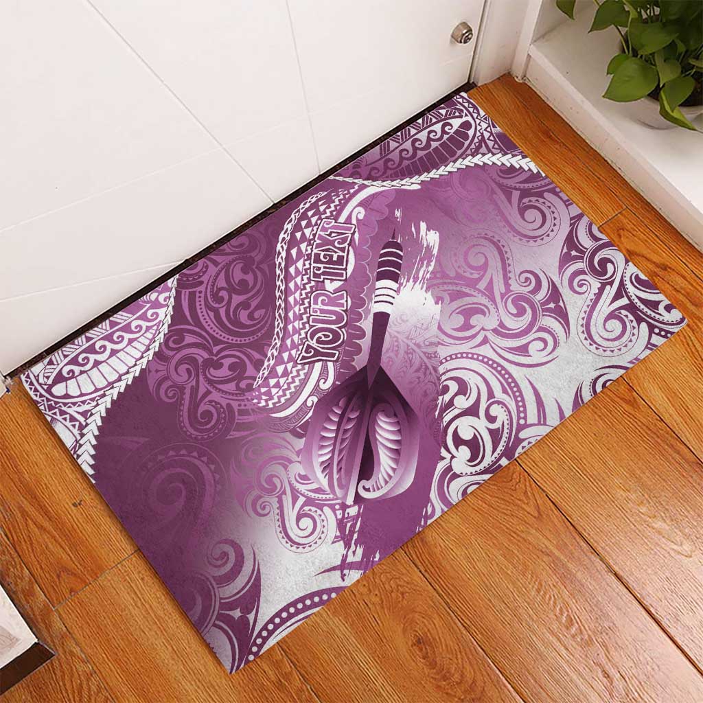 Personalised New Zealand Aotearoa Darts Masters Rubber Doormat Maori Art Tattoo with Tribal Dart Symbol Pink - Polynesian Pride