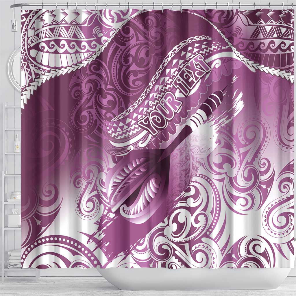 Personalised New Zealand Aotearoa Darts Masters Shower Curtain Maori Art Tattoo with Tribal Dart Symbol Pink - Polynesian Pride