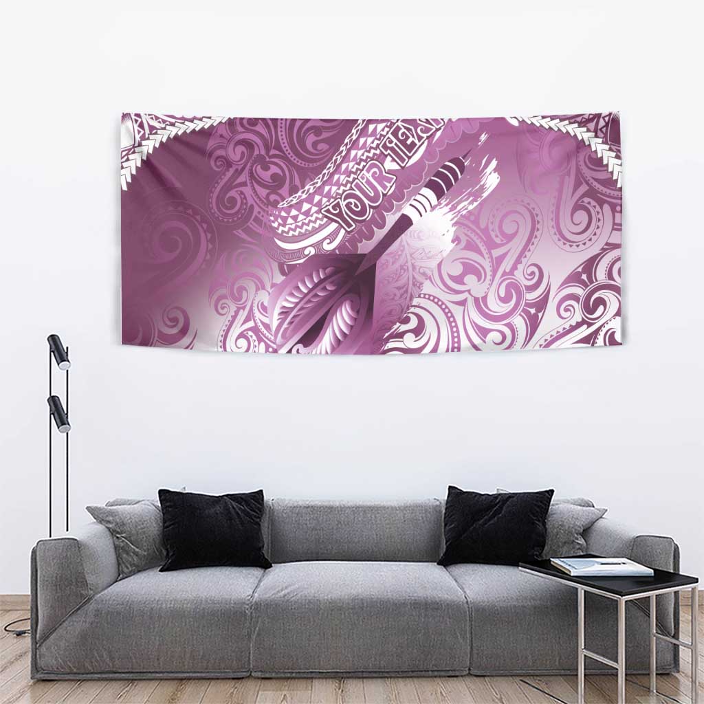 Personalised New Zealand Aotearoa Darts Masters Tapestry Maori Art Tattoo with Tribal Dart Symbol Pink - Polynesian Pride