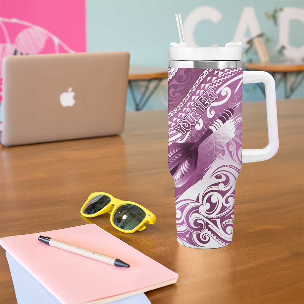 Personalised New Zealand Aotearoa Darts Masters Tumbler With Handle Maori Art Tattoo with Tribal Dart Symbol Pink - Polynesian Pride