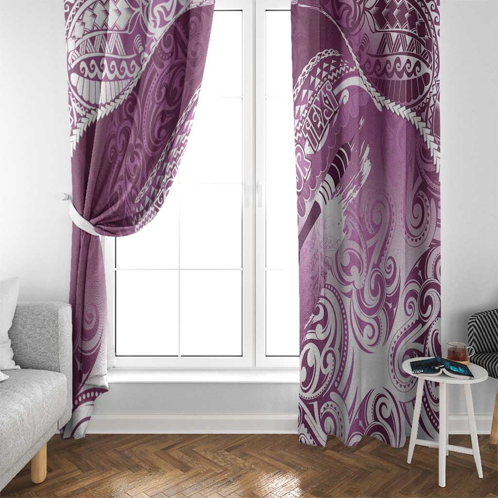 Personalised New Zealand Aotearoa Darts Masters Window Curtain Maori Art Tattoo with Tribal Dart Symbol Pink - Polynesian Pride