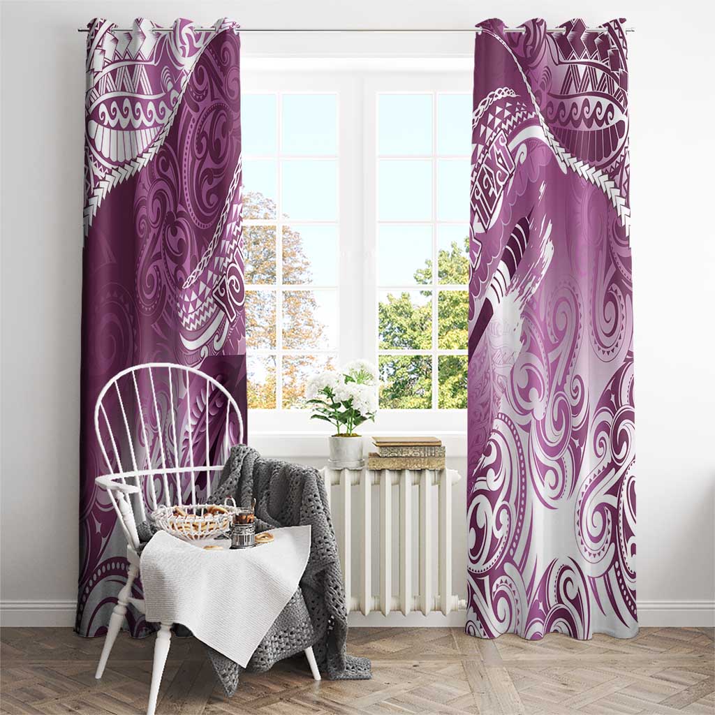 Personalised New Zealand Aotearoa Darts Masters Window Curtain Maori Art Tattoo with Tribal Dart Symbol Pink - Polynesian Pride