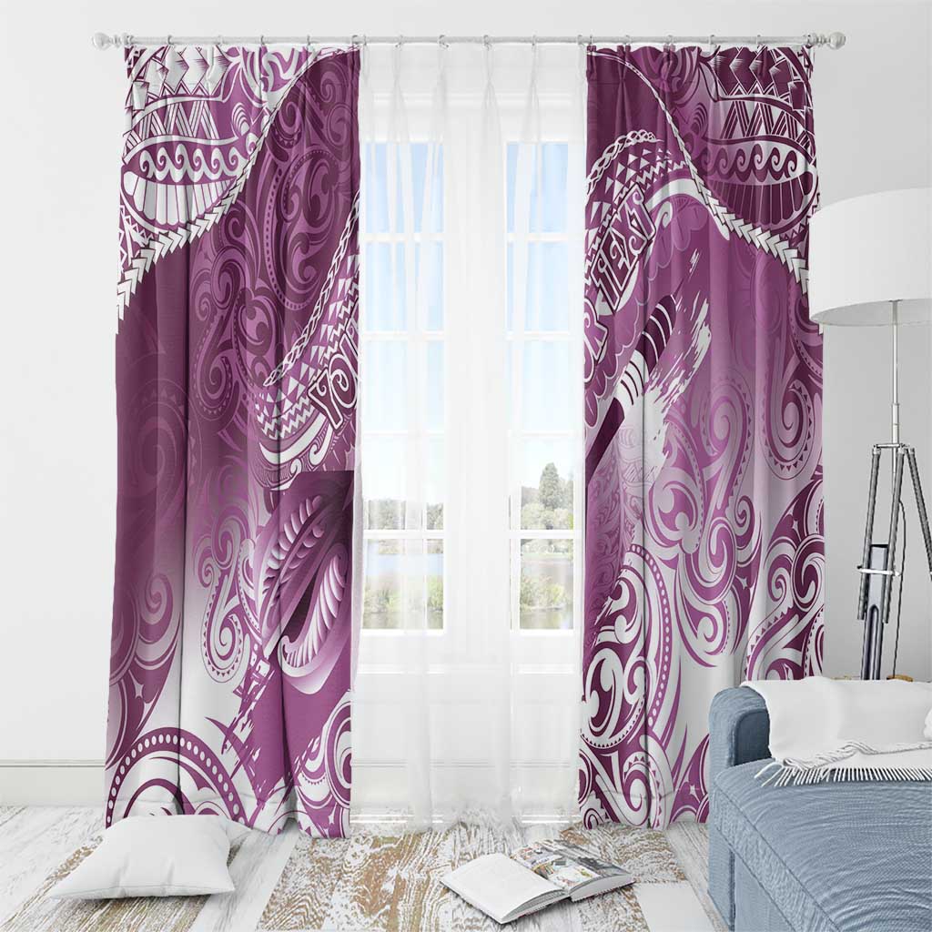 Personalised New Zealand Aotearoa Darts Masters Window Curtain Maori Art Tattoo with Tribal Dart Symbol Pink - Polynesian Pride