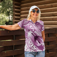 Personalised New Zealand Aotearoa Darts Masters Women Polo Shirt Maori Art Tattoo with Tribal Dart Symbol Pink - Polynesian Pride