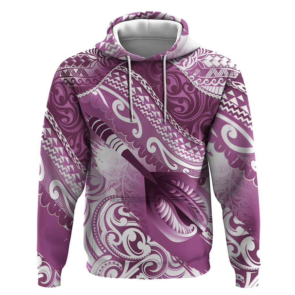 Personalised New Zealand Aotearoa Darts Masters Zip Hoodie Maori Art Tattoo with Tribal Dart Symbol Pink - Polynesian Pride