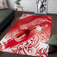 Personalised New Zealand Aotearoa Darts Masters Area Rug Maori Art Tattoo with Tribal Dart Symbol Red - Polynesian Pride