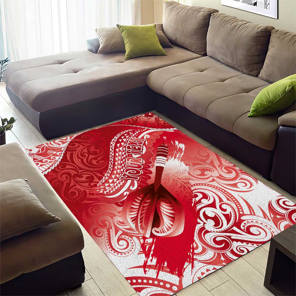 Personalised New Zealand Aotearoa Darts Masters Area Rug Maori Art Tattoo with Tribal Dart Symbol Red - Polynesian Pride