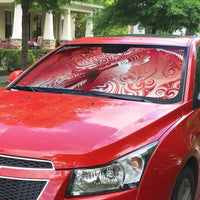 Personalised New Zealand Aotearoa Darts Masters Auto Sun Shade Maori Art Tattoo with Tribal Dart Symbol Red - Polynesian Pride