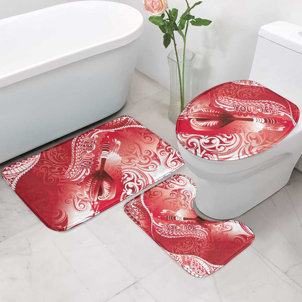 Personalised New Zealand Aotearoa Darts Masters Bathroom Set Maori Art Tattoo with Tribal Dart Symbol Red - Polynesian Pride