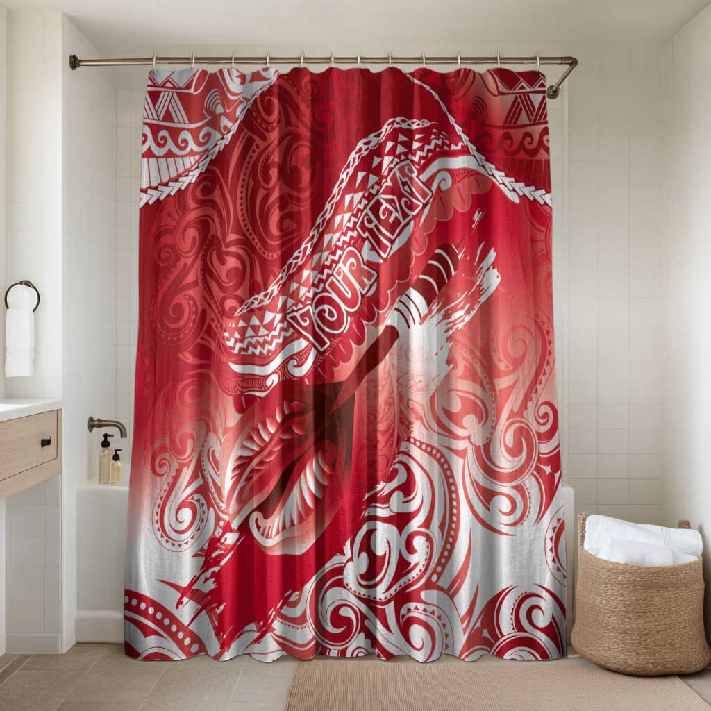 Personalised New Zealand Aotearoa Darts Masters Bathroom Set Maori Art Tattoo with Tribal Dart Symbol Red - Polynesian Pride